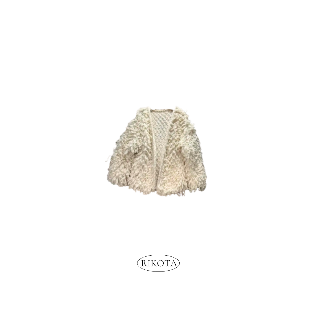 poodle cardigan / hand made knit / S-Lsize – R I K O T A