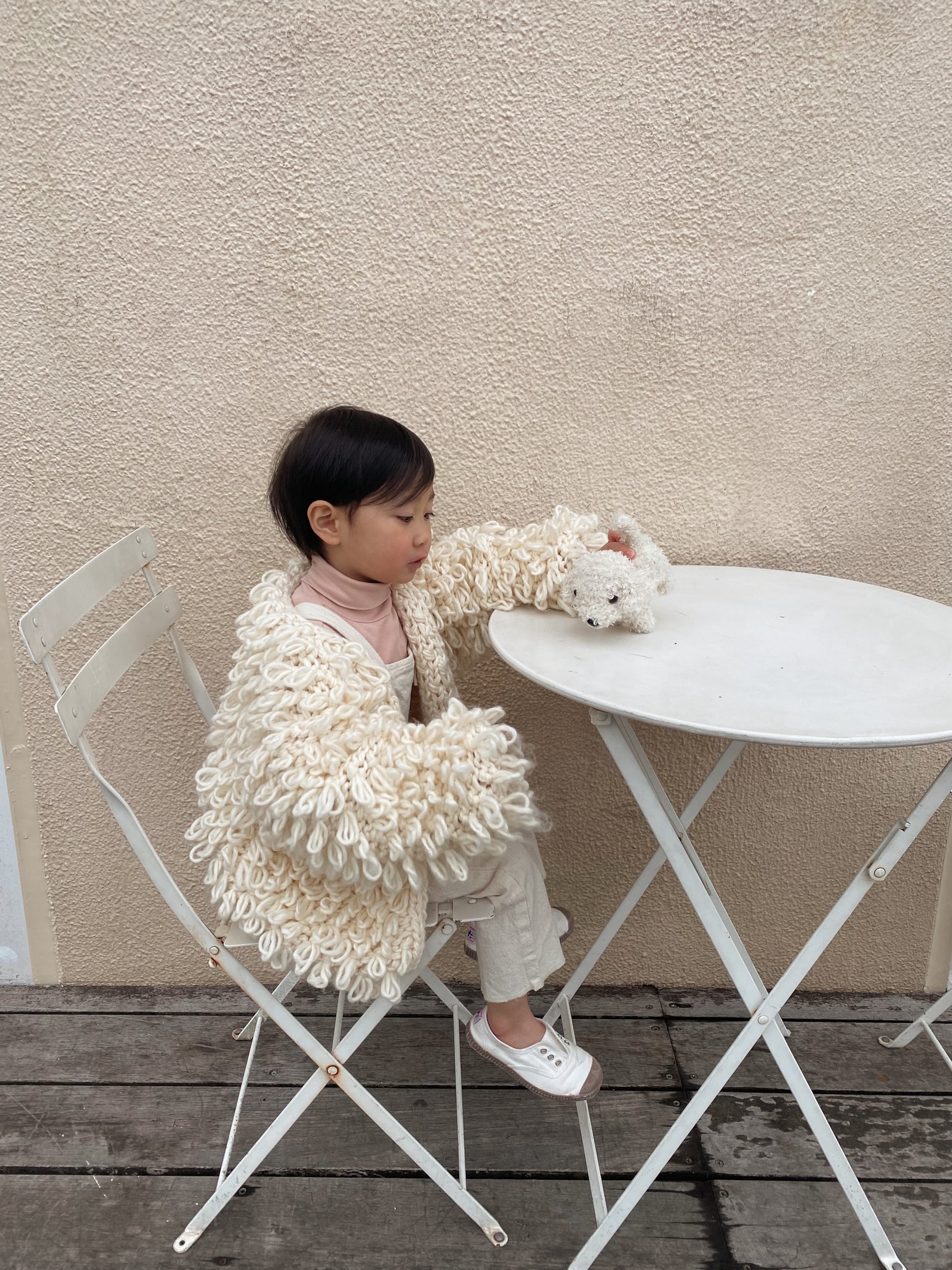 poodle cardigan / hand made knit / S-Lsize – R I K O T A